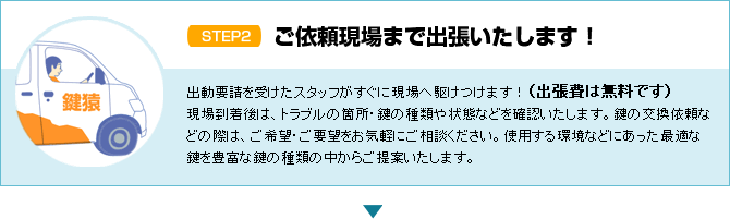 まずはご依頼の現場へスタッフを派遣いたします。現場への出張費は頂きません。